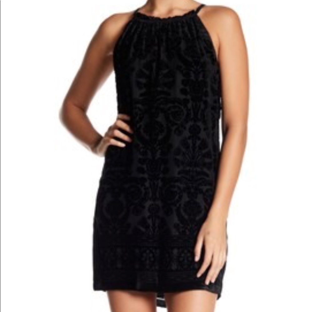 Max Studio Print Velvet Halter Dress